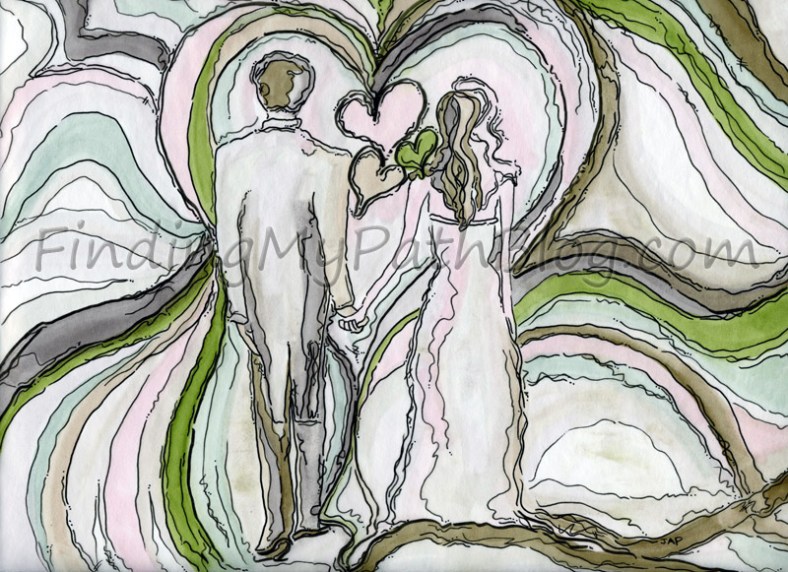 An illustration inspired by a beautiful love, marriage and a new baby.