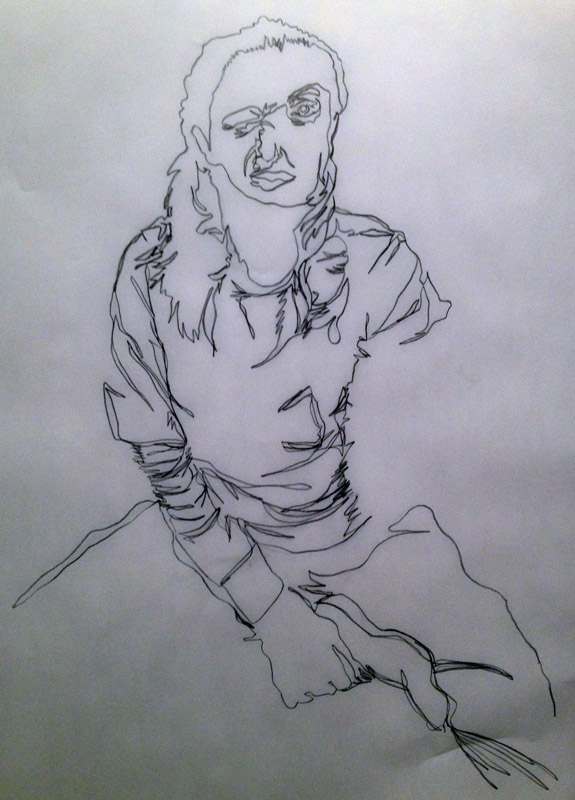 Create a continuous, contour line drawing of reflection.